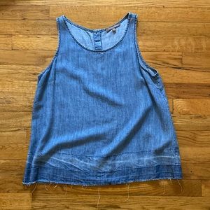 Michael Stars Denim wash tank with back button detail